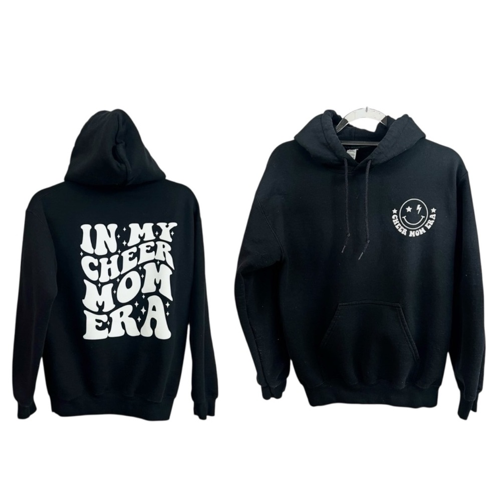 In My Cheer Mom Era Black Graphic Hoodie Size Small